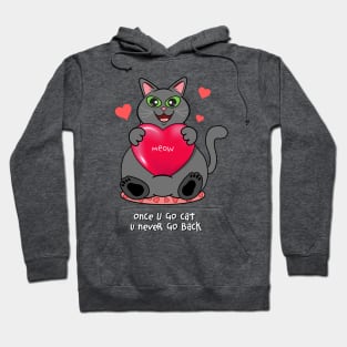 Once You Go Cat, You Never Go Back | Gray Cat Hoodie